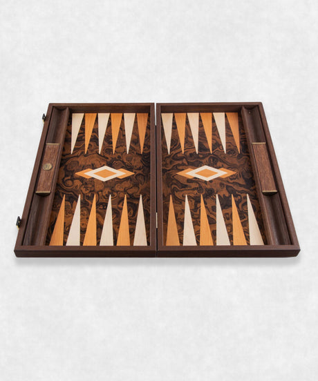 California Walnut burl backgammon open view