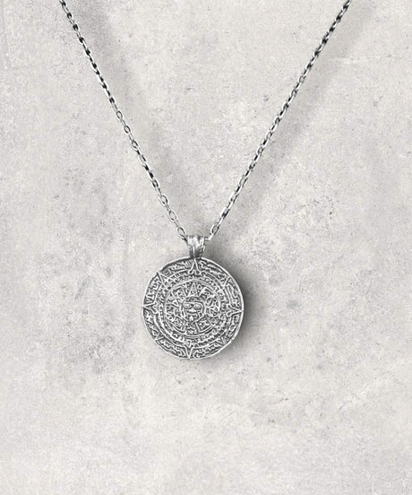 Mayan Pendant and Necklace Sterling Silver 925 Jewelry Maison Davis