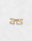 The Path, Horizontal view Natural and thical diamonds, gold 18k Ring