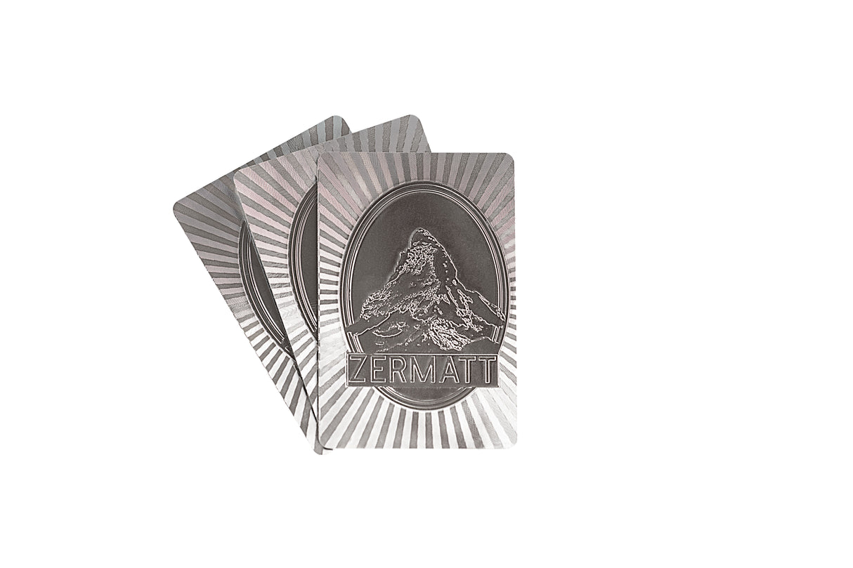 Zermatt Matterhorn Original Luxury Playing Cards Silver back view made by Maison Davis