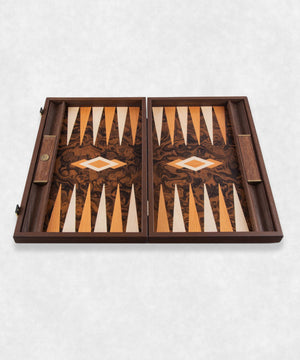 California Walnut burl backgammon open view