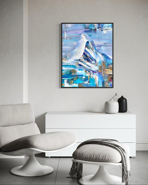 Original artwork by local artist Pavlinksy depicting the iconic Matterhorn in Zermatt, capturing the essence and beauty of the Swiss Alps. Ideal for alpine art lovers and luxury interior decor.