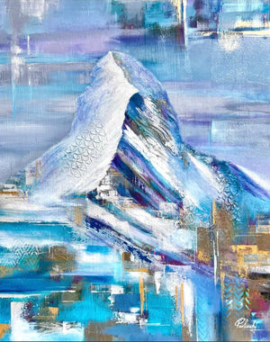 Original artwork by local artist Pavlinksy depicting the iconic Matterhorn in Zermatt, capturing the essence and beauty of the Swiss Alps. Ideal for alpine art lovers and luxury interior decor.