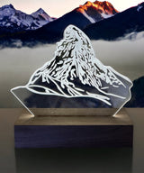 Matterhorn lamp Walnut Wood Stand mountains background
