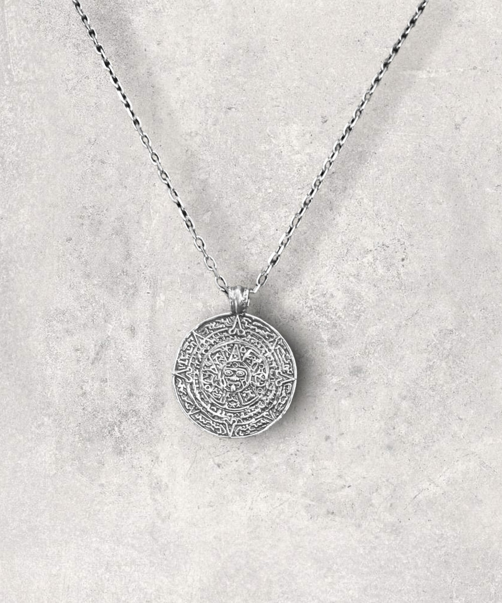 Mayan Pendant and Necklace Sterling Silver 925 Jewelry Maison Davis