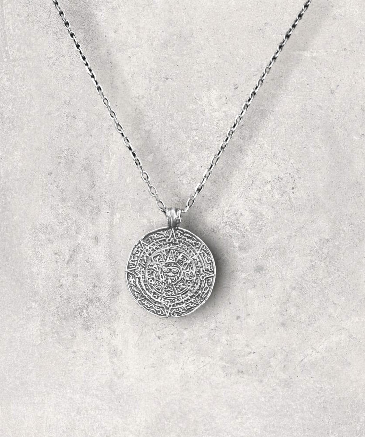 Mayan Pendant and Necklace Sterling Silver 925 Jewelry Maison Davis