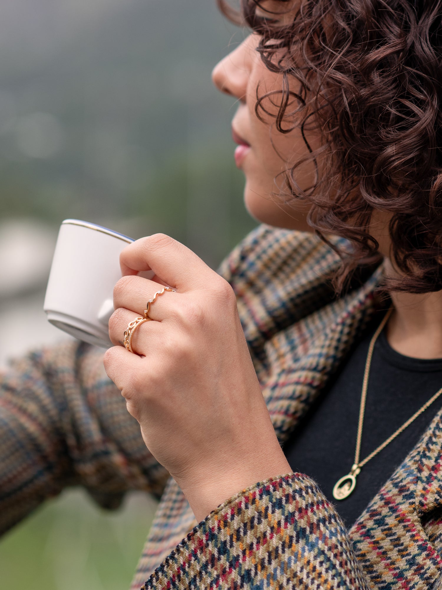 The Crown and Wave Gold Ring 18k Natural and Ethical Diamonds, Photoshoot