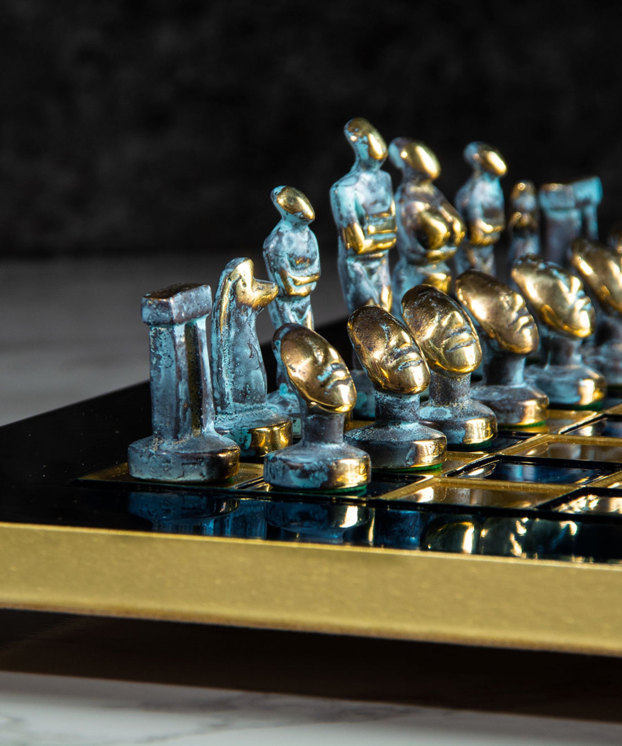 cycladic art chess zoom on chessmen